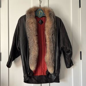 Tibor Leathers Fox Fur Leather Jacket - L